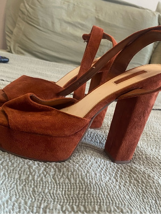 Forever 21 Shoes - Forever 21 Faux Suede Platform Heel Rust/Cognac